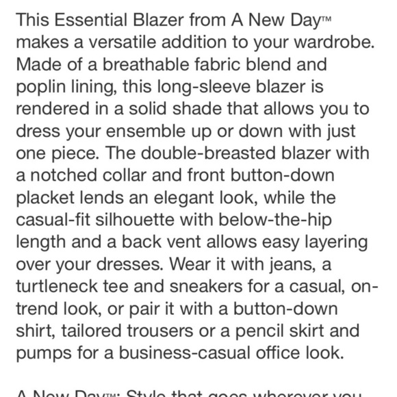 Women's Essential Blazer - A New Day
Cream M - Picture 6 of 8